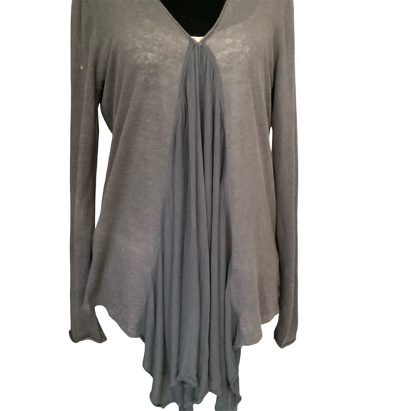 Anthropologie Guinevere Grey Linen Blend Open Front Drape Cardigan SZ M - Picture 4 of 14
